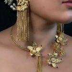 Lushkara Golden Blossom Neckset: Floral Luxury