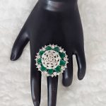 Lushkara Green and Clear Stone Floral Ring