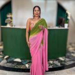 Lushkara Green and Pink Ombre Saree Set