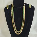 Lushkara Green and White Kundal Polki Necklace Set