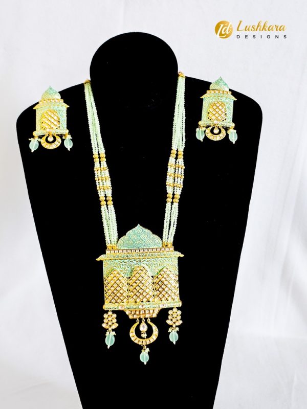 Lushkara Hand Painted Kundan Temple Design Necklace Set