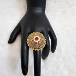 Lushkara Intricate Filigree Red Gemstone Ring