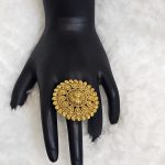 Lushkara Intricate Gold Circular Statement Ring