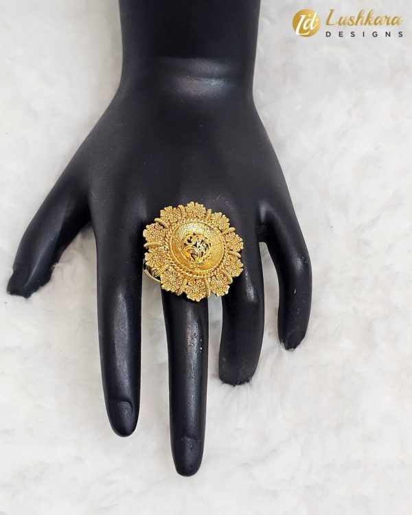 Lushkara Intricate Gold Filigree Petal Ring