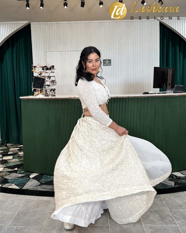 Lushkara Ivory Elegance Lehenga: Timeless Grace - Image 3