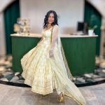 Lushkara Ivory and Gold Embroidered Anarkali Set