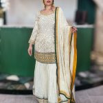 Lushkara Ivory and Gold Embroidered Sharara Set