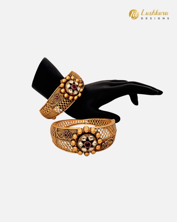 Lushkara Kundan Cuff Bracelet - Image 3