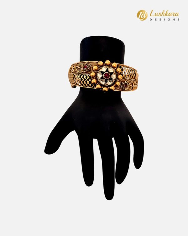 Lushkara Kundan Cuff Bracelet - Image 4