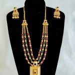Lushkara Kundan Necklace Green Ruby and White Stone