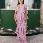 Lushkara Lavender Ruffled Saree