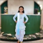 Lushkara Light Blue and White Girls' Salwar Kameez