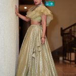 Lushkara Light Green Raw Silk full Sequined Lehenga with Ruffle Blouse