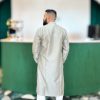 Lushkara Light Silver Embossed Kurta for Men - Image 3