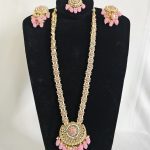Lushkara Long Necklace Pink Beads Necklace Set
