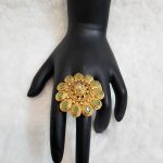 Lushkara Luxurious Green Gemstone Floral Ring