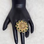 Lushkara Luxurious Green Gemstone Floral Ring