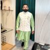 Lushkara Men's Mint Green Achkan: Fresh & Regal - Image 3