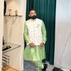 Lushkara Men's Mint Green Achkan: Fresh & Regal - Image 2