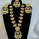 Lushkara Mirror and Pearl Moon Design Necklace Set with Mangtika