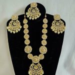 Lushkara Mirror and Pearl Round Design Necklace Set with Mangtika