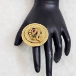 Lushkara Ornate Gold Circular Gemstone Ring