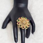 Lushkara Ornate Red and Green Gemstone Ring