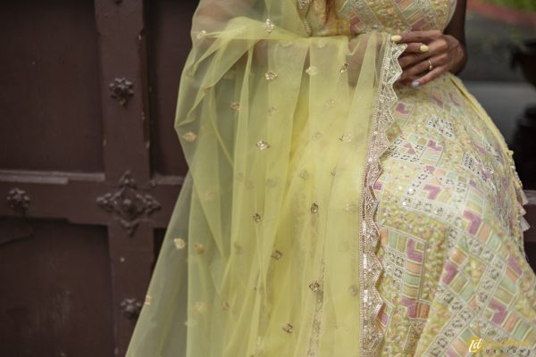 Lushkara Pastel Lehenga Light Yellow - Image 3