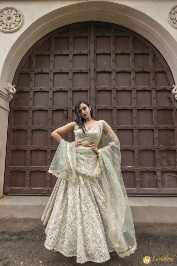 Lushkara Pastel Lehenga Mint Green - Image 3