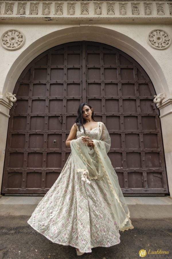 Lushkara Pastel Lehenga Mint Green - Image 4