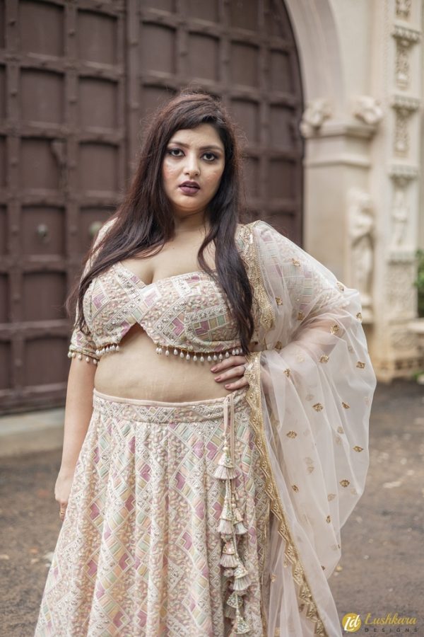 Lushkara Pastel Lehenga Off White