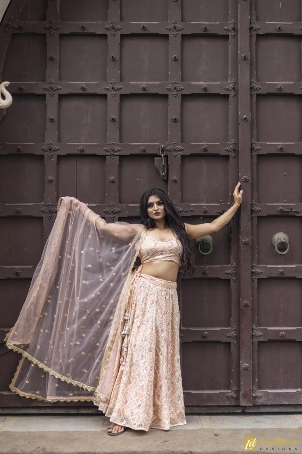 Lushkara Pastel Lehenga Peach - Image 4