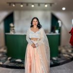Lushkara Peach and Silver Embellished Lehenga