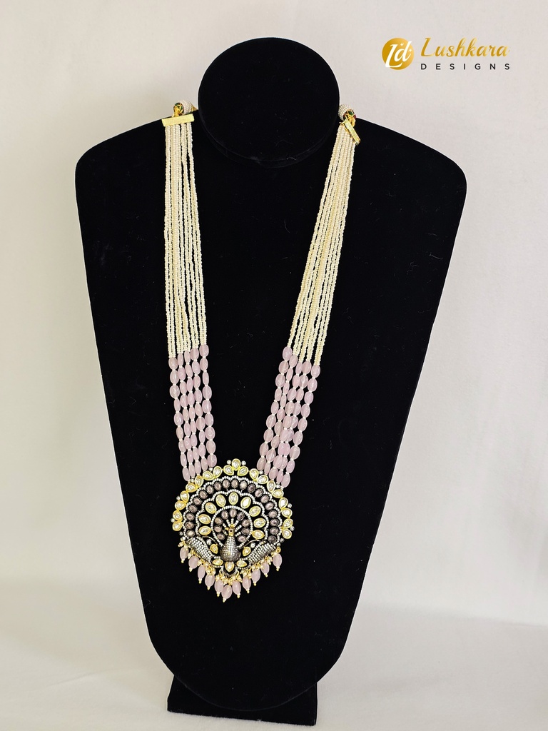 Lushkara Peacock Pote Necklace with Earring Set