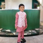 Lushkara Pink and White Kids' Kurta Set