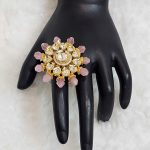 Lushkara Radiant Clear and Pink Floral Ring