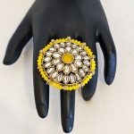 Lushkara Radiant Yellow Kundan Floral Ring