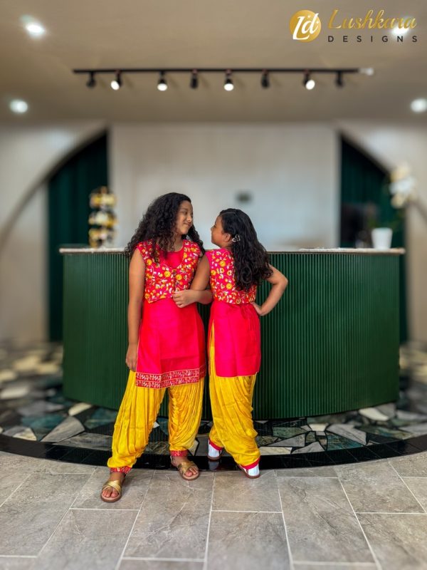 Lushkara Red & Yellow Girls' Patiala Suit - Image 2
