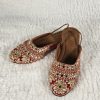 Lushkara Burgundy and Gold Embroidered Slip-On Shoes