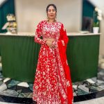 Lushkara Red and White Embroidered Lehenga Set