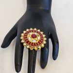 Lushkara Regal Red Kundan Floral Ring