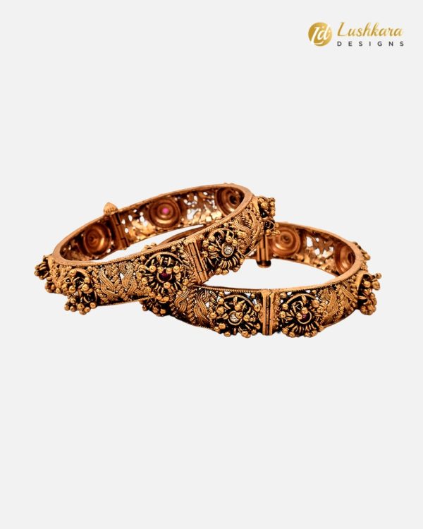 Lushkara Round Bangle With Red And White Stone - Image 2