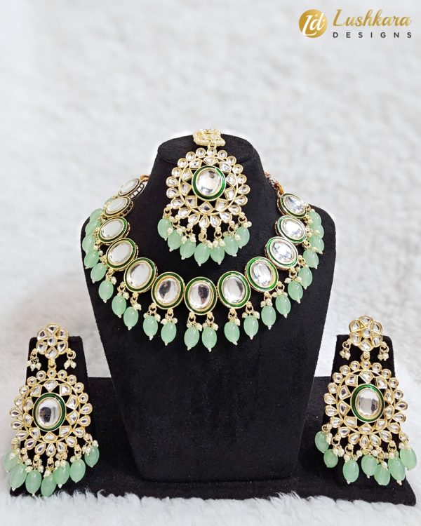 Lushkara Royal Emerald Kundan Necklace Set