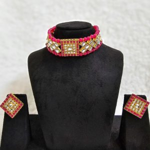 Lushkara Ruby Square Kundan Choker Set