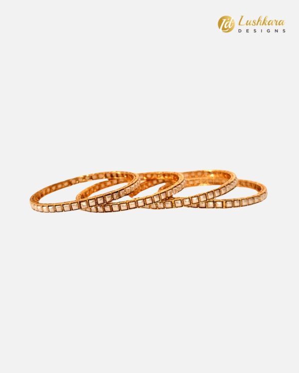 Lushkara Square Pearl Gold Bangle - Image 3