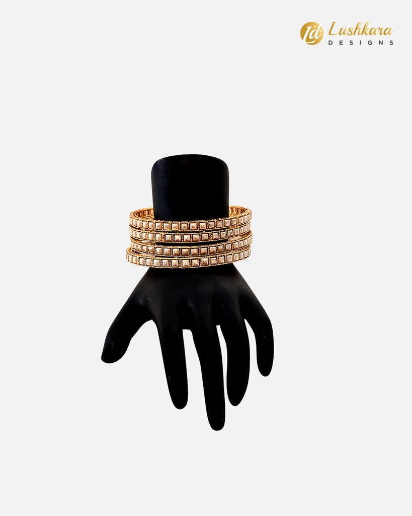 Lushkara Square Pearl Gold Bangle