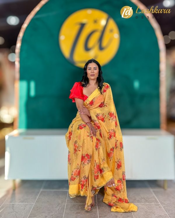 Lushkara Sunshine Bloom Saree - Image 2