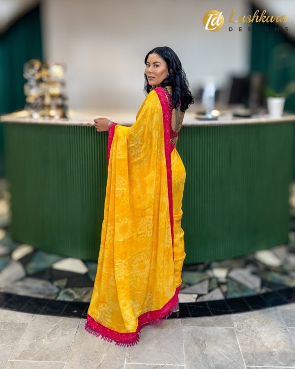 Lushkara Sunshine Yellow Saree - Image 2