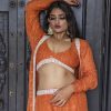 Lushkara Three Piece Lakhnawi Lace Draped Srug Orange - Image 3