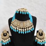 Lushkara Turquoise Beaded Kundan Necklace Set